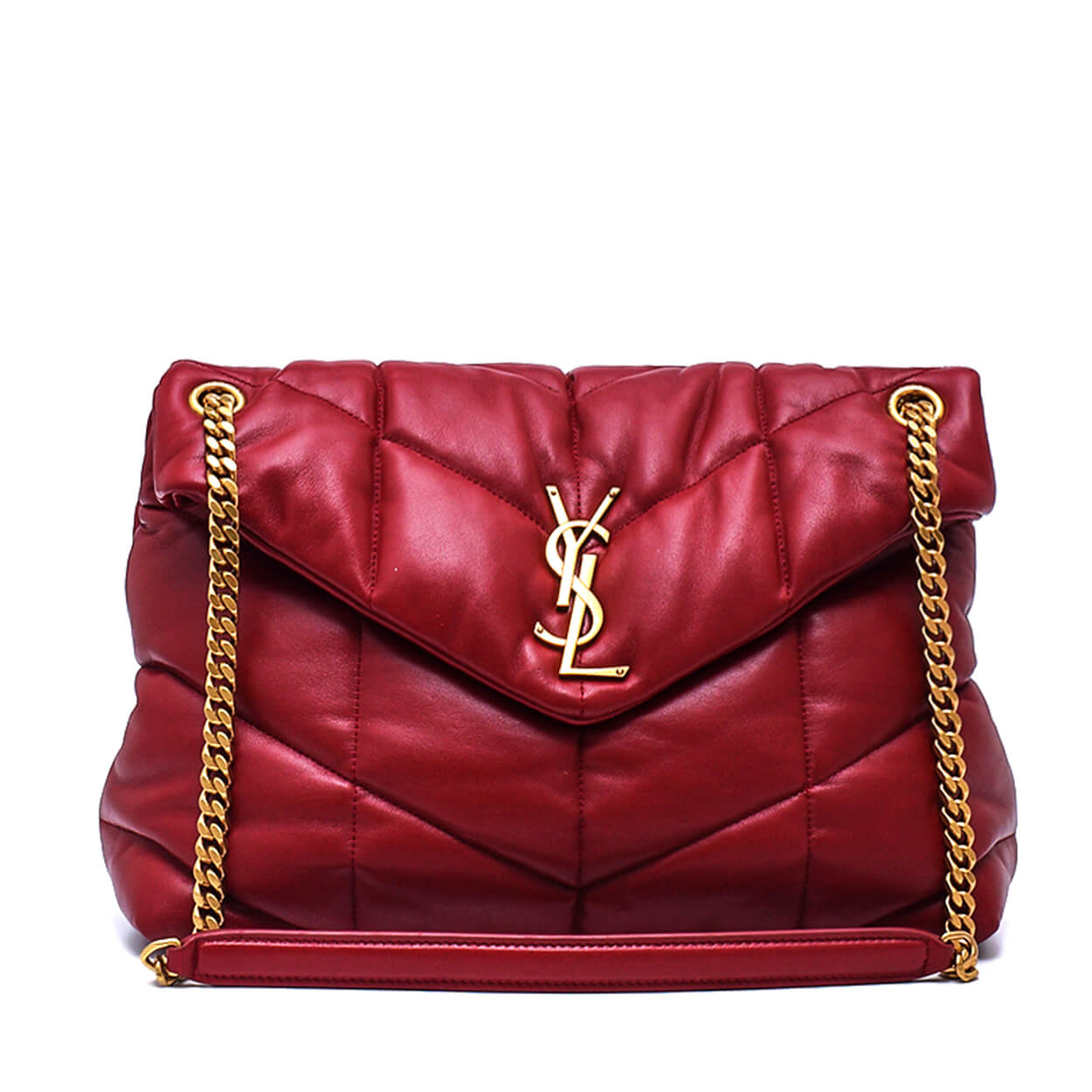 Saint Laurent -Cherry Smooth Leather Medium Loulou Puffer Flap Bag